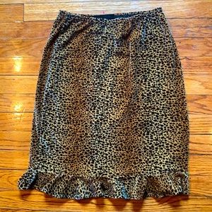 Leopard Print Stretchy Juniors Skirt. Mid length.
